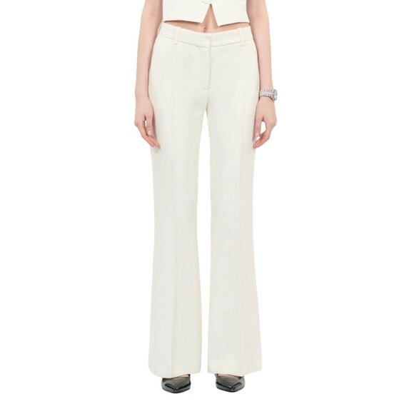 NWT The Kooples Womens High-Waist Flared‎ Suit Trousers Wool Ecru - Picture 1 of 16